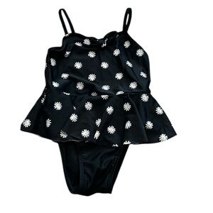 Old Navy Black Daisy Kids Swimsuit One Piece